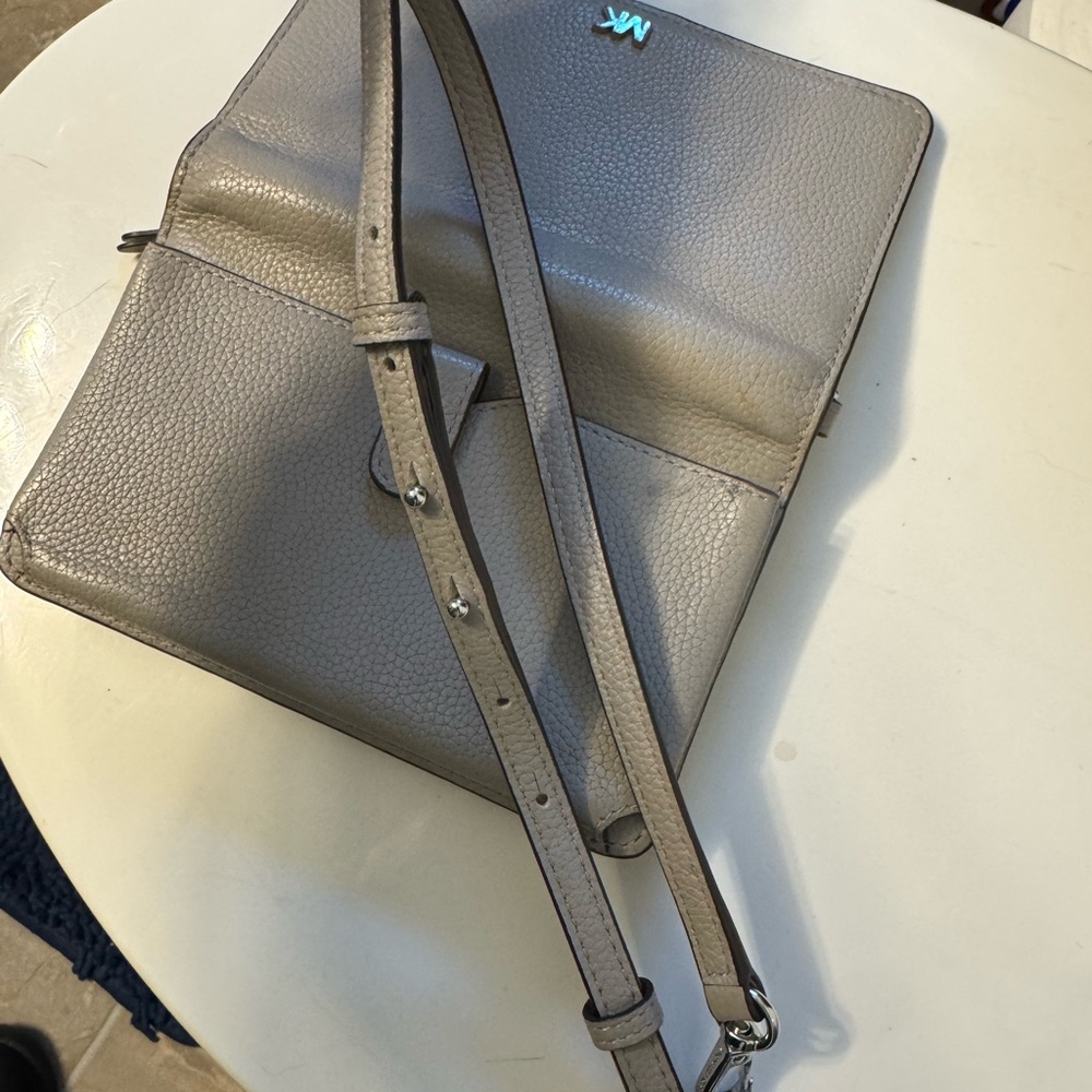 Michael Kors Pebbled Leather Light Gray Clutch Purse - Picture 9 of 9